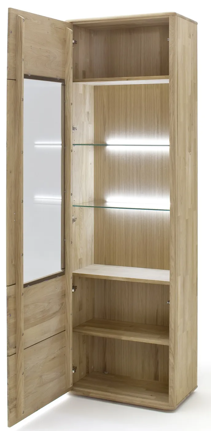 Vitrine 1 Ravello | Balkeneiche Bianco | mit 2er Set LED RW.Bel.