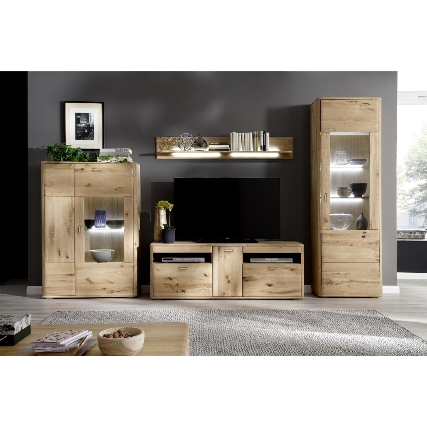 Vitrine 2 Ravello | Balkeneiche Bianco | LED Beleuchtung