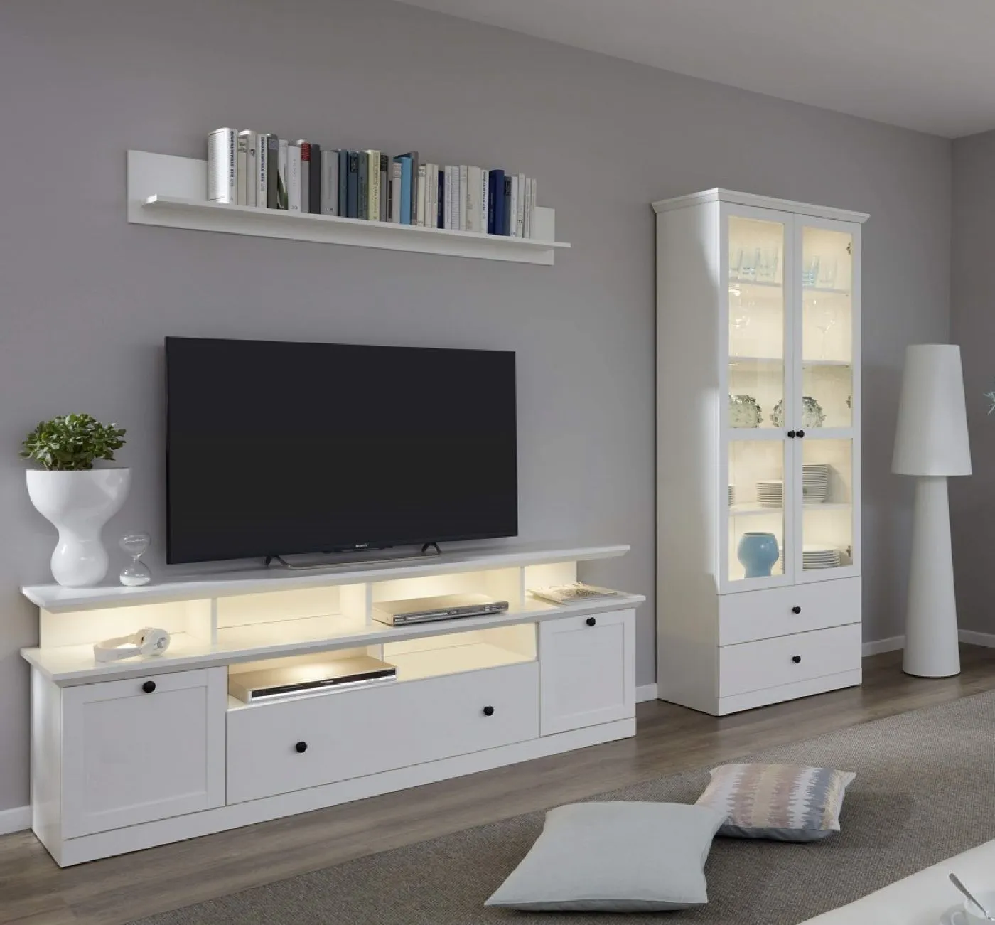 Vitrine Baxter 2 | Landhausstil | weiß | LED Beleuchtung