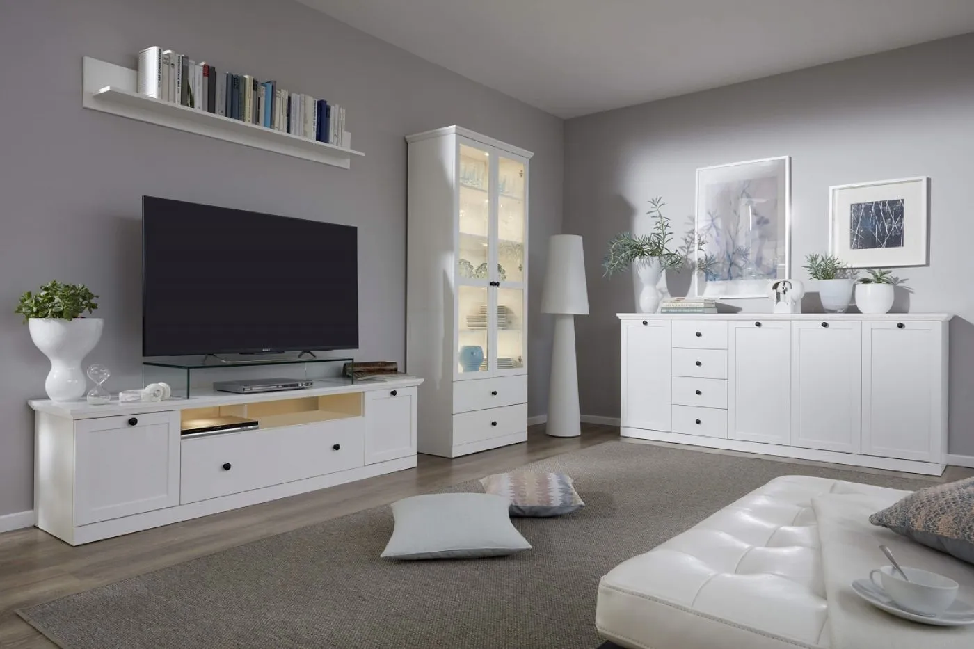 Vitrine Baxter | Landhausstil | weiß | LED Beleuchtung