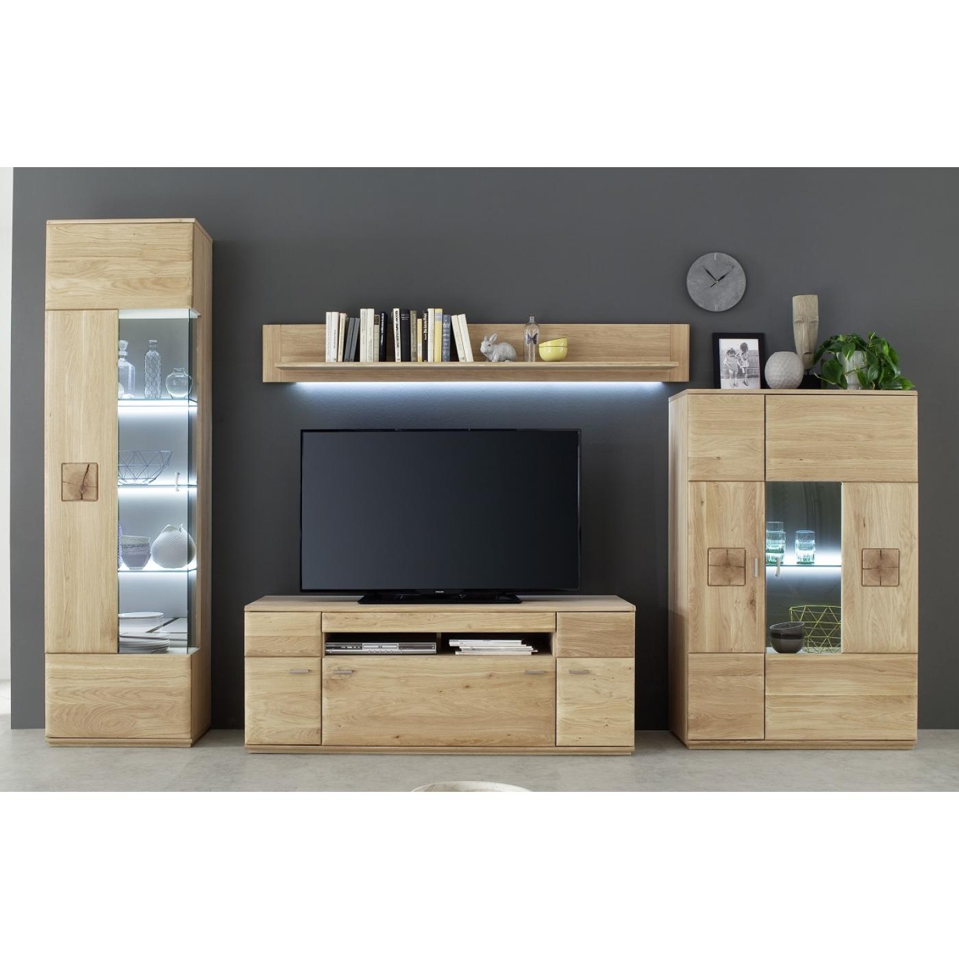 Vitrine Bologna | Eiche Bianco | LED Beleuchtung