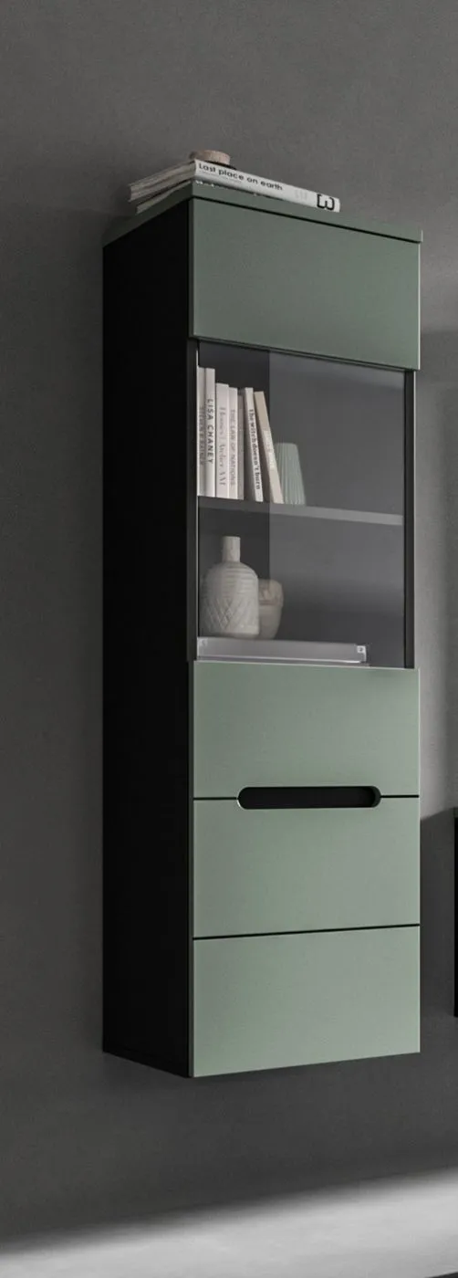 Vitrine Canu | Smoke Green / Basalt Grau ohne Beleuchtung