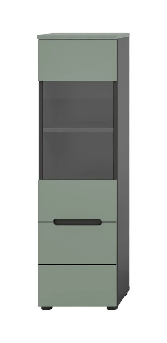 Vitrine Canu | Smoke Green / Basalt Grau ohne Beleuchtung