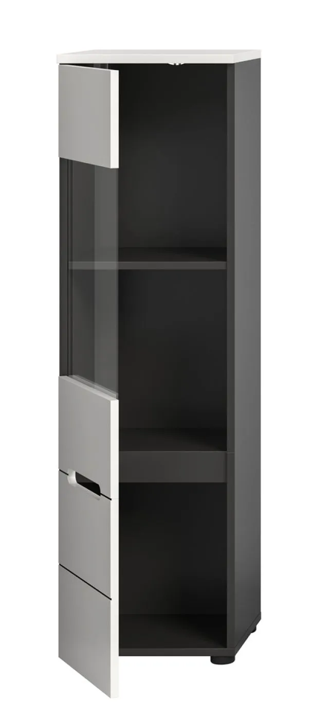 Vitrine Canu | weiß / Basalt Grau ohne Beleuchtung