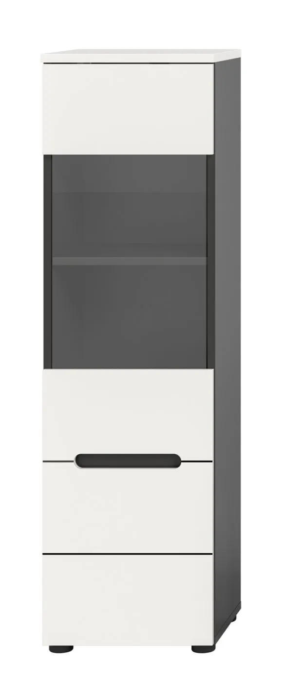 Vitrine Canu | weiß / Basalt Grau ohne Beleuchtung