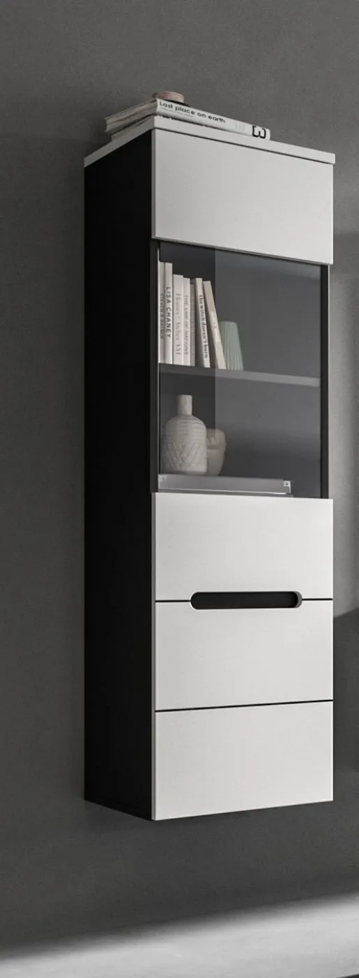 Vitrine Canu | weiß / Basalt Grau ohne Beleuchtung
