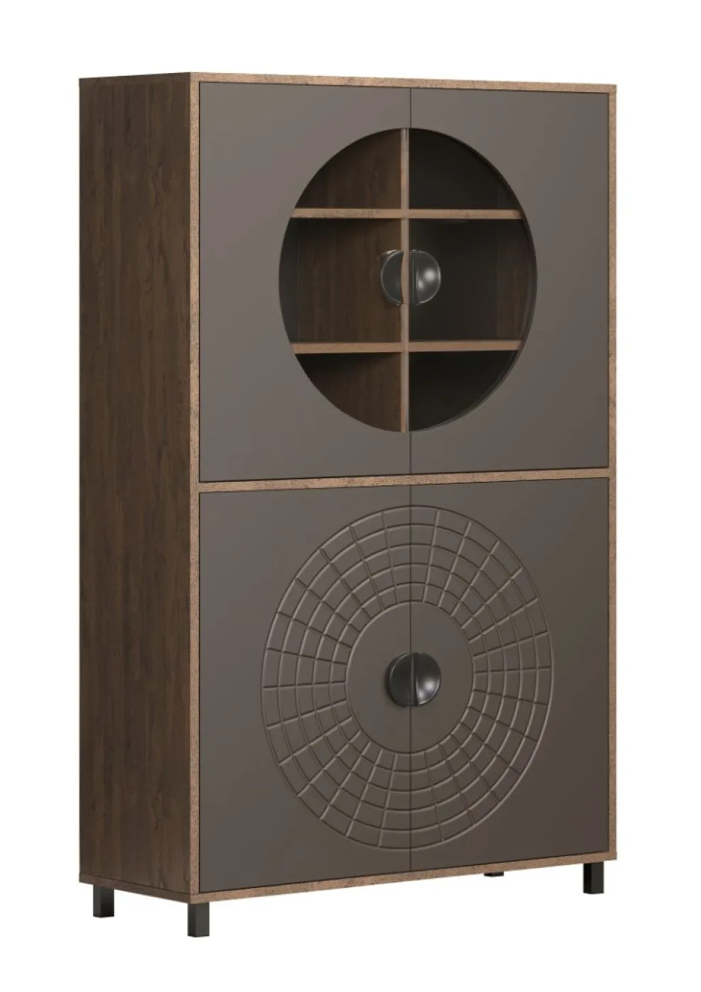 Vitrine Fusion | Rostoptik Rusty Flow / Perlbronze mit Beleuchtung