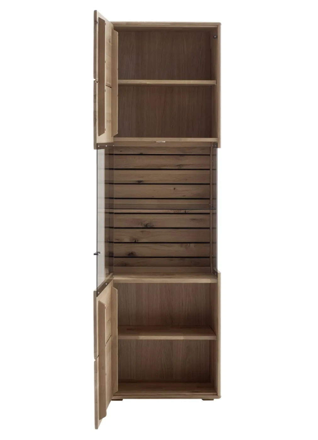 Vitrine Girona | Ast / Balkeneiche | mit Beleuchtung Komplettset