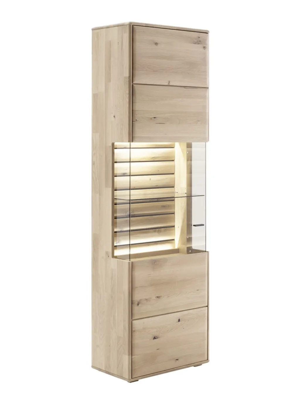 Vitrine Girona | Ast / Balkeneiche | mit LED Bandbeleuchtung