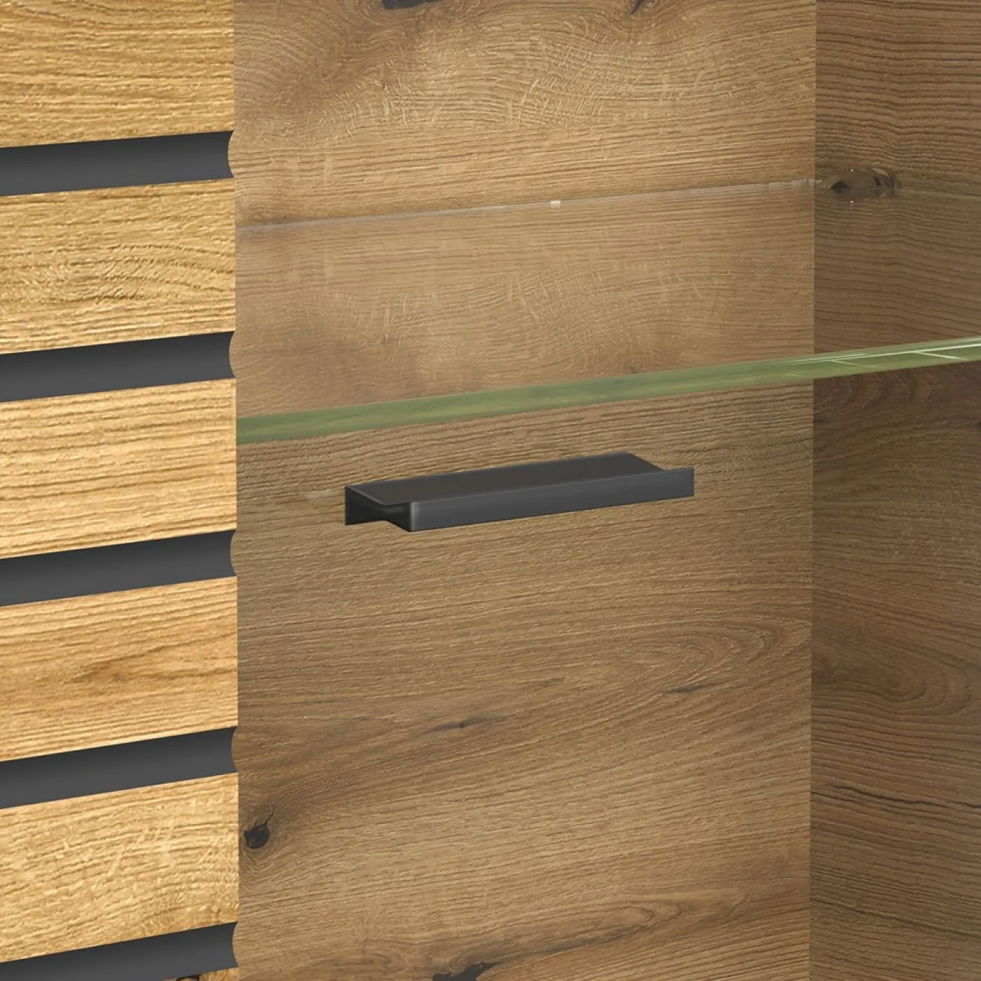 Vitrine Hochschrank Norris | grau / Coast Evoke Oak | verschiedene Größen