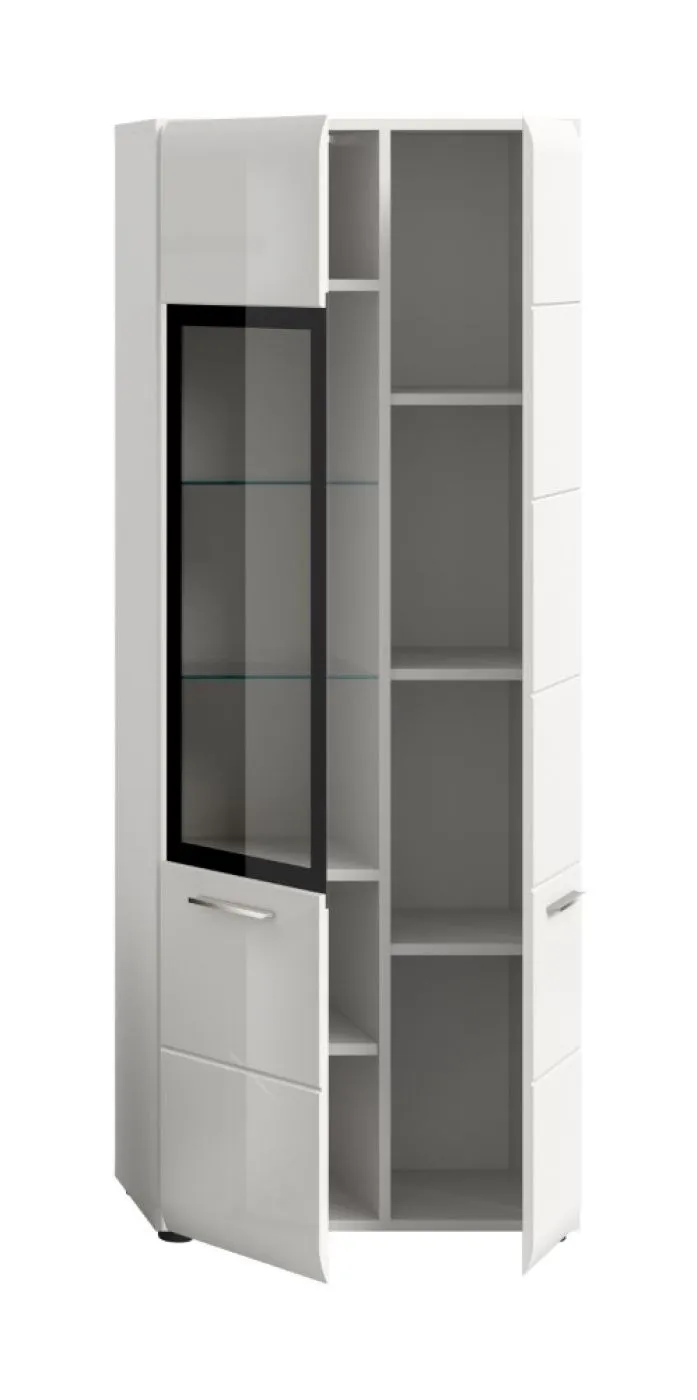 Vitrine Ice 2 | mit 2 Glasböden | weiß / schwarz