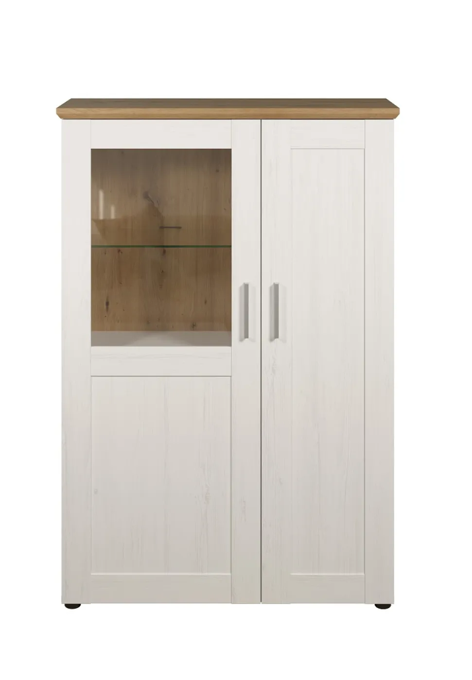 Vitrine klein Shade | Andersen Pinie weiß / Artisan Eiche | Landhausstil | ohne Beleuchtung