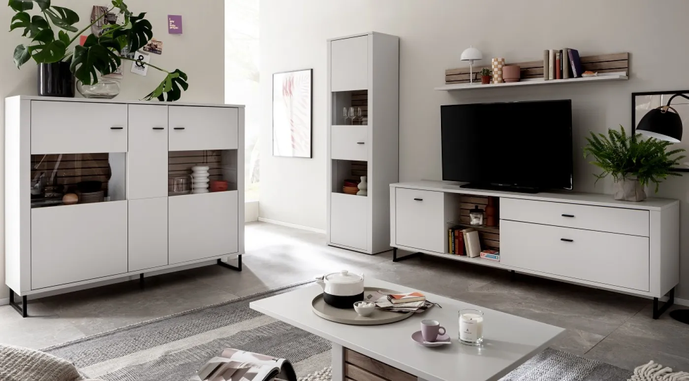 Vitrine Louisiana | Modern White | ohne Beleuchtung