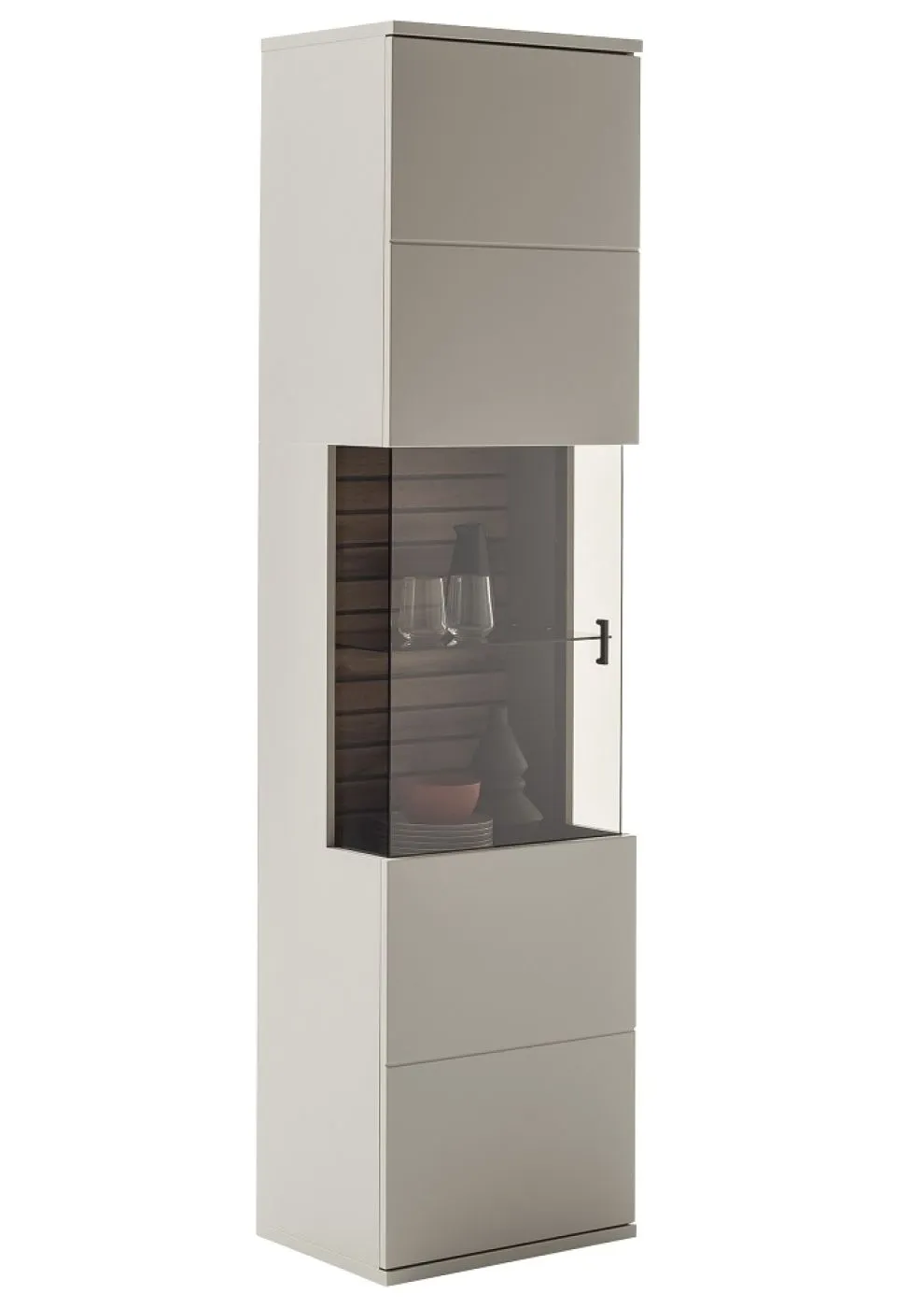 Vitrine Lüttich | Basalt / Wotan Eiche | optional LED Beleuchtung