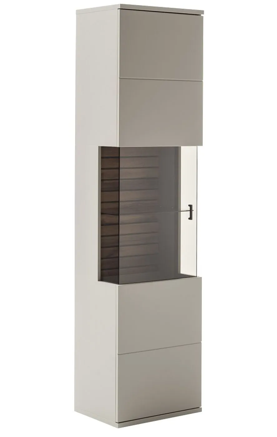 Vitrine Lüttich | Basalt / Wotan Eiche | optional LED Beleuchtung