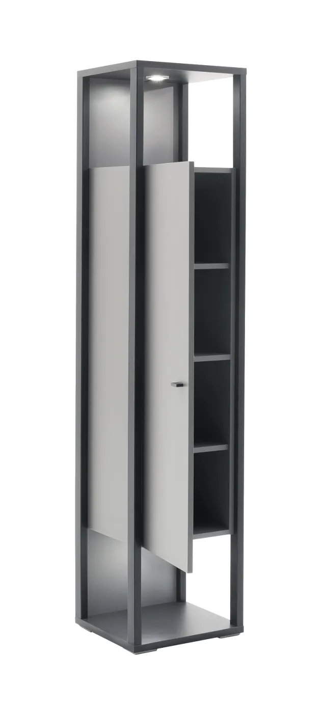 Vitrine Luxor | Royal Grey / anthrazit | mit 2er Set LED Unterbauspot