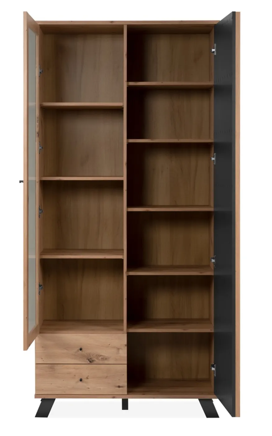 Vitrine Medan | mit 3D-Lamellen | Artisan Eiche / anthrazit