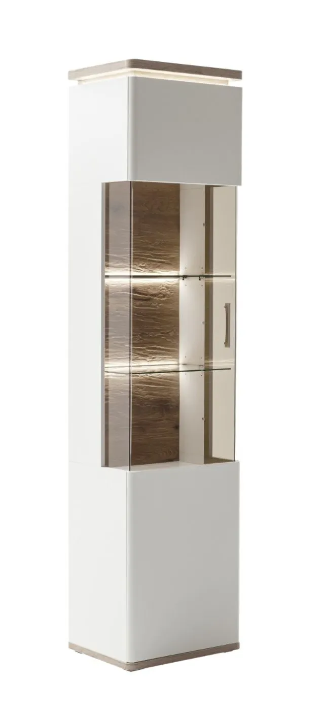 Vitrine Palermo | Soft white / Viking Oak | ohne Beleuchtung
