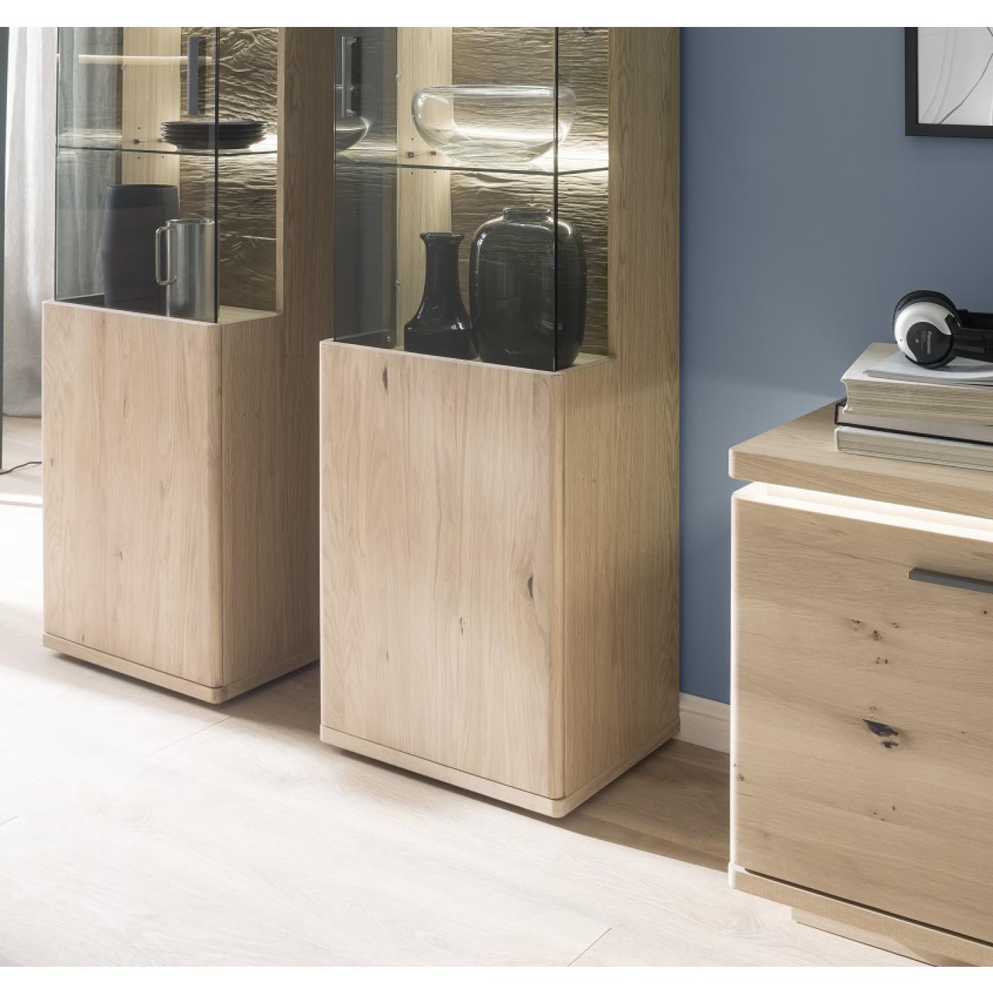 Vitrine rechts Barcelona | Balkeneiche Bianco / Eiche Bianco | inkl. LED Beleuchtung