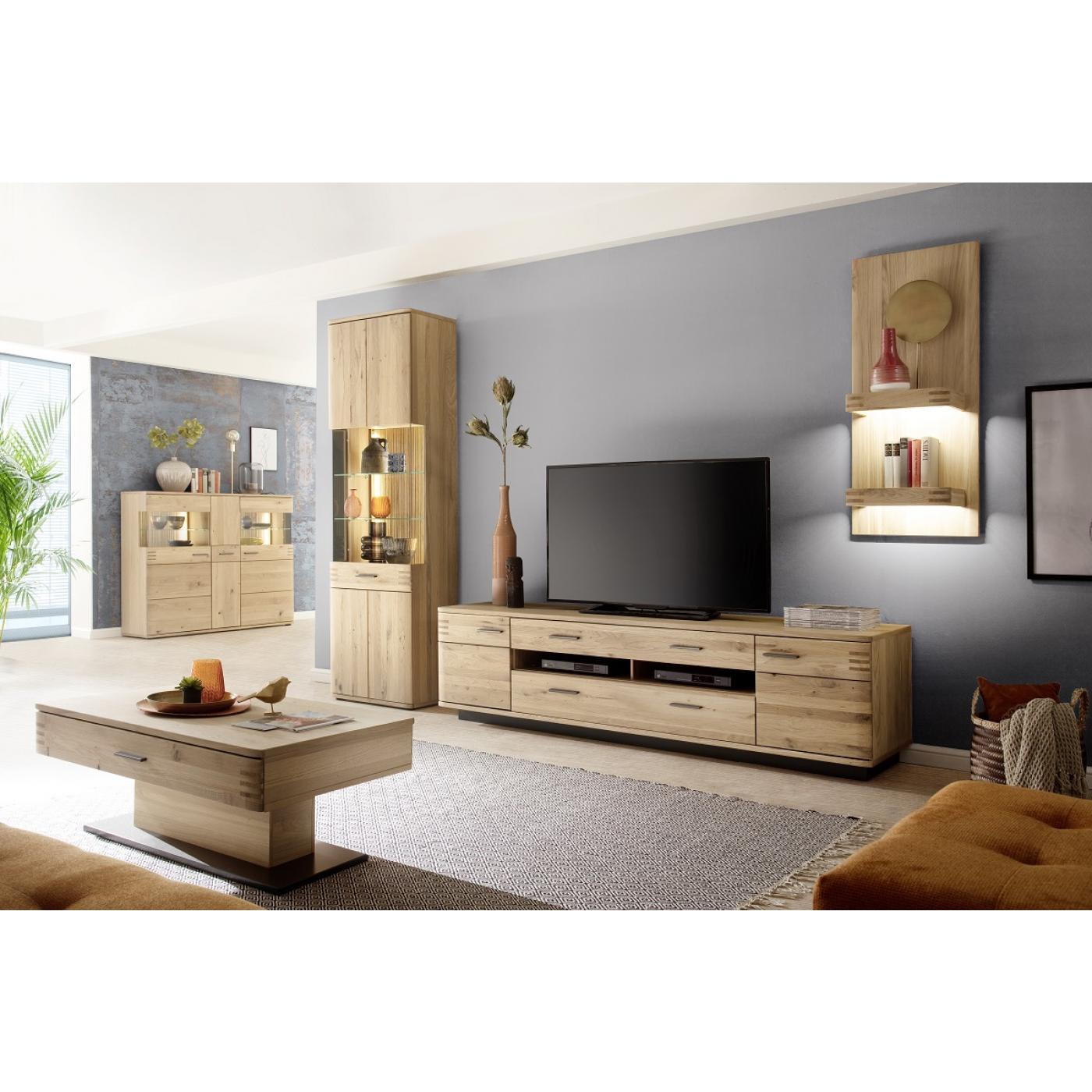 Vitrine Salvador | Balkeneiche Bianco | LED Beleuchtung