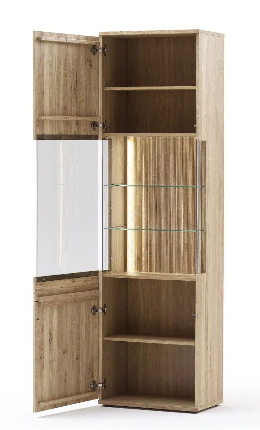 Vitrine Salvador | Balkeneiche Bianco | LED Beleuchtung