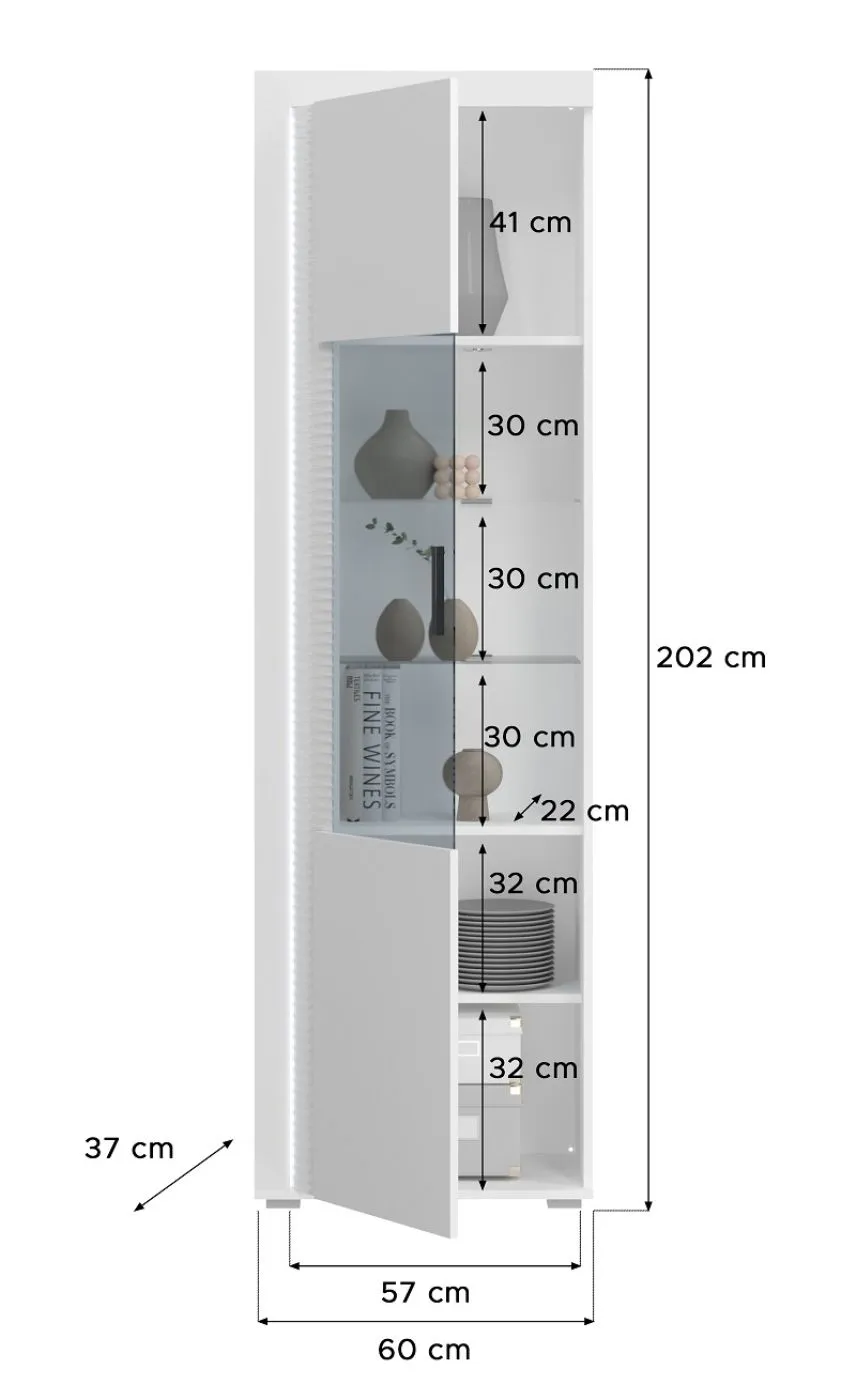 Vitrine Skylight | weiß Hochglanz | inkl. Frontbeleuchtung