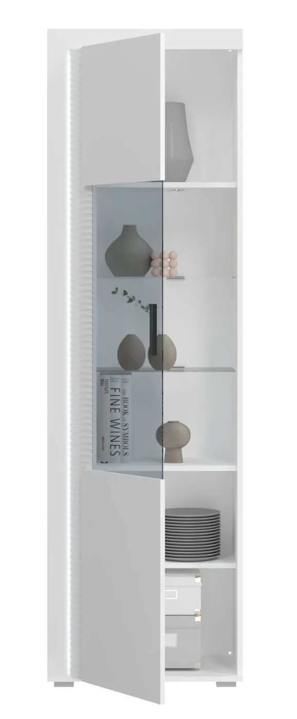 Vitrine Skylight | weiß Hochglanz | inkl. Frontbeleuchtung ohne Glasbodenclip