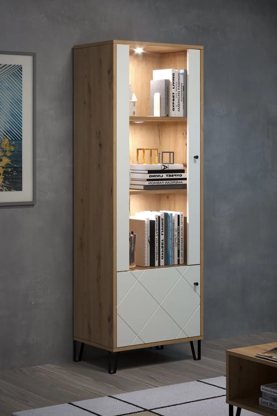 Vitrine Touch | Artisan Eiche / weiß