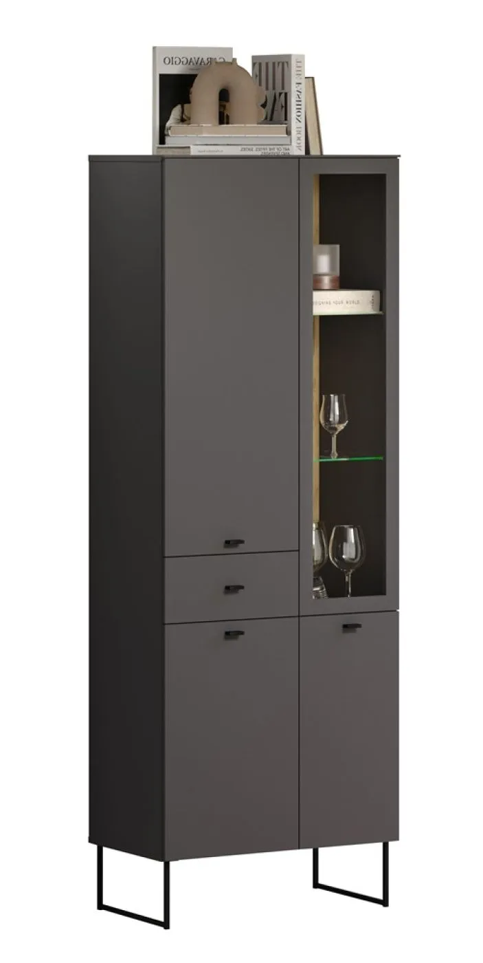 Vitrine Vitrinenschrank Bellugi, Anthrazit Dekor – Ansicht 2