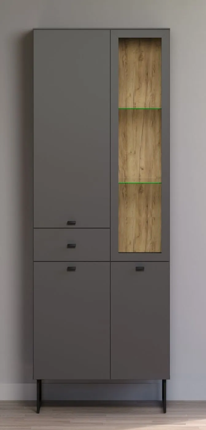 Vitrine Vitrinenschrank Bellugi, Anthrazit Dekor – Ansicht 3