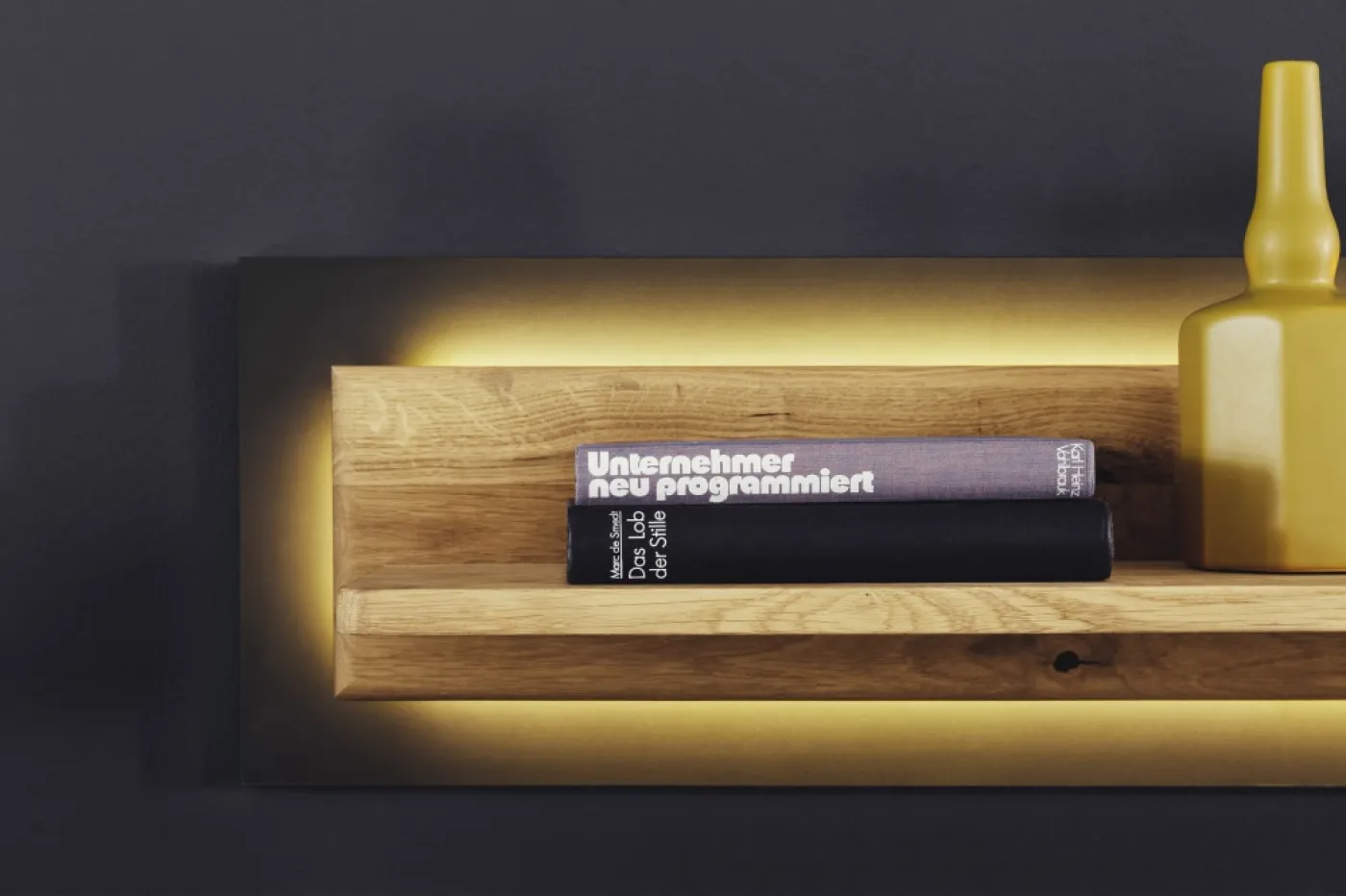 Wandboard Arezzo | Wildeiche / anthrazit mit 1er Set LED Bandbeleuchtung 300 cm