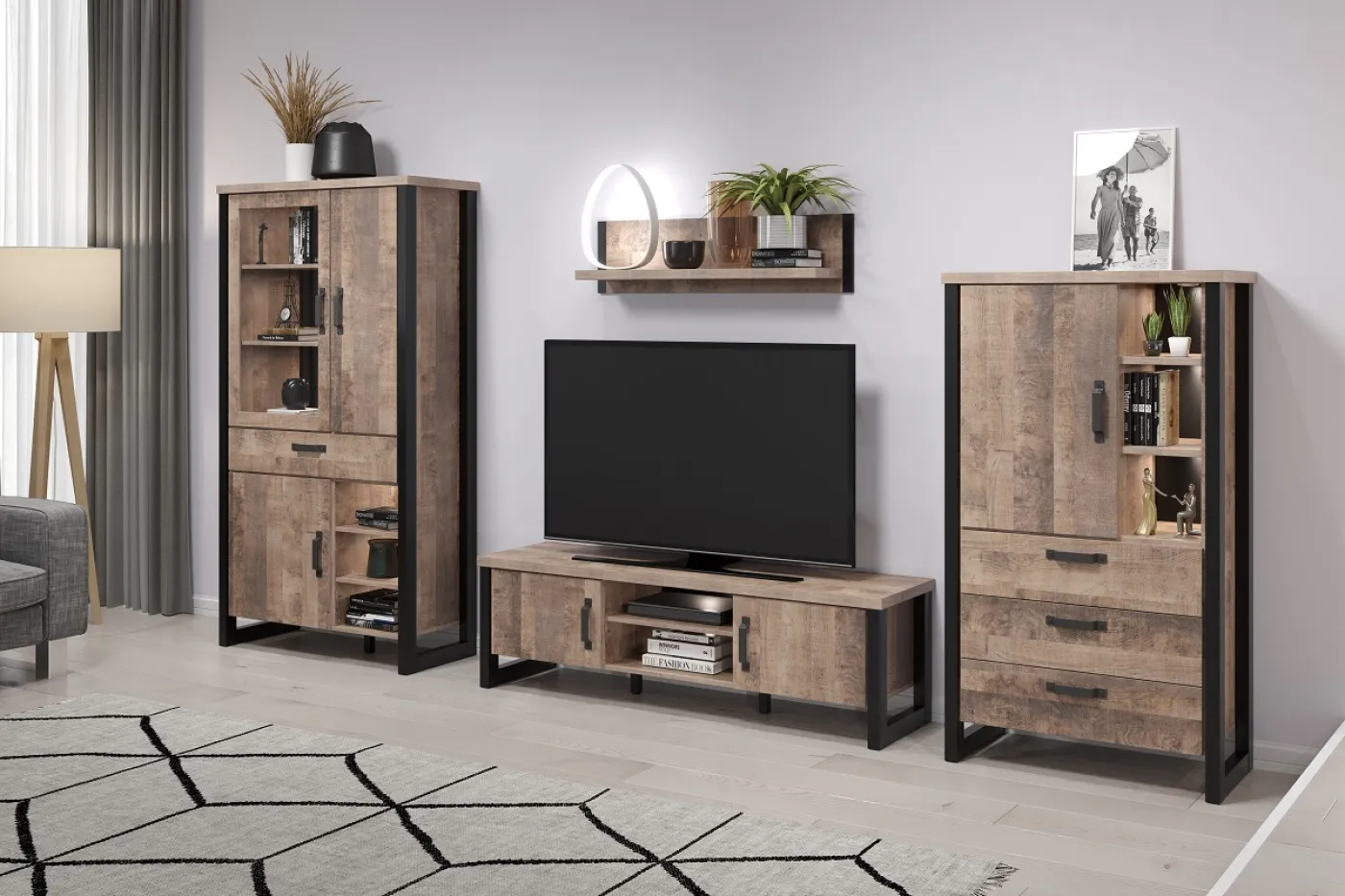 Wandboard Emile | Eiche Tabak / Schwarz