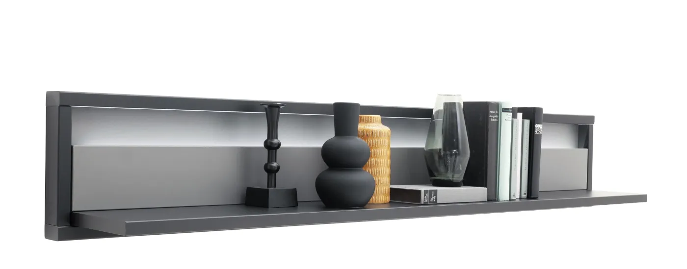 Wandboard Wandregal Luxor | Royal Grey / anthrazit | LED Beleuchtung ohne Beleuchtung