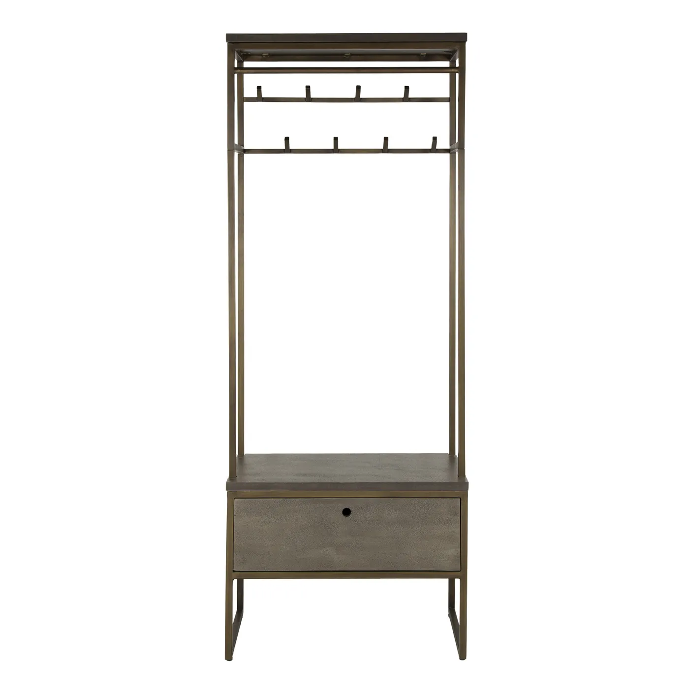 Wandgarderobe Du-Vin | 8 Haken | mit Schublade | Ferro | Antike bronze