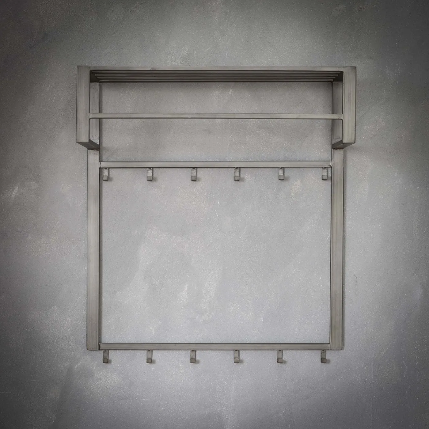 Wandgarderobe Garderobenpaneel Cenn mit Hutablage & 2x6 Haken | Stahl | silber-Finish