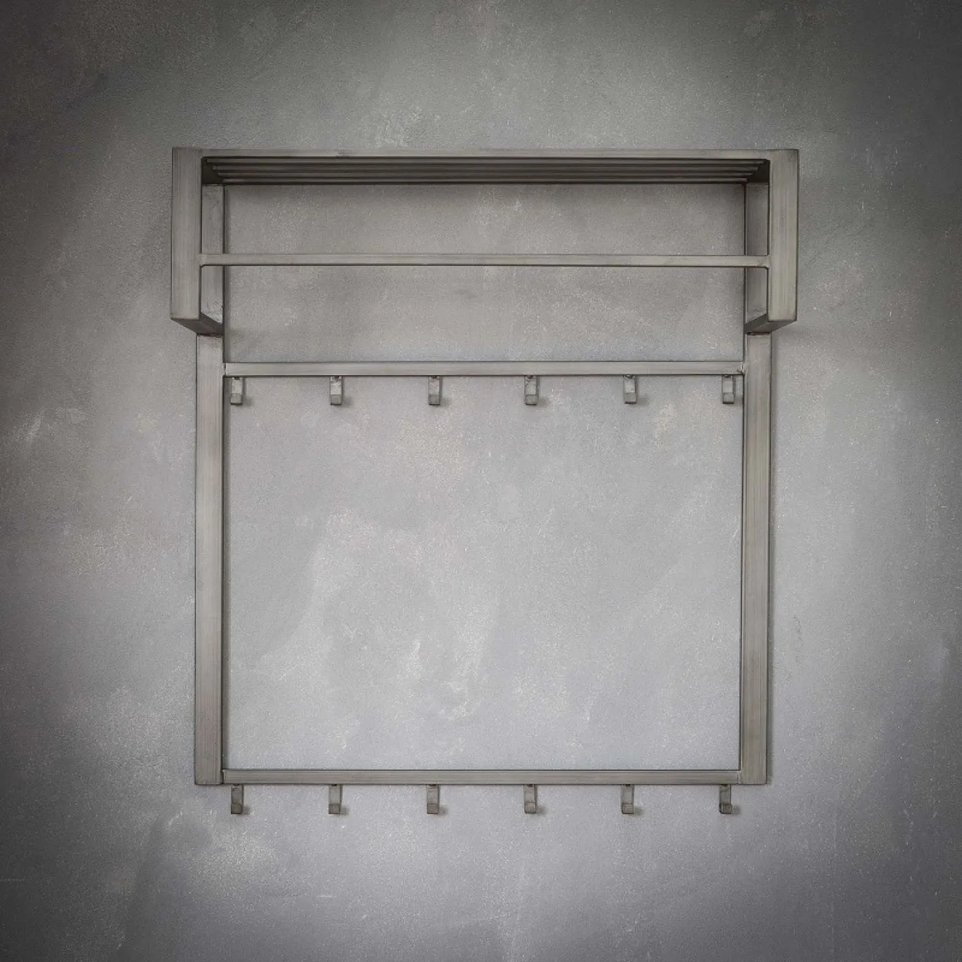 Wandgarderobe Garderobenpaneel Cenn mit Hutablage & 2x6 Haken | Stahl | silber-Finish