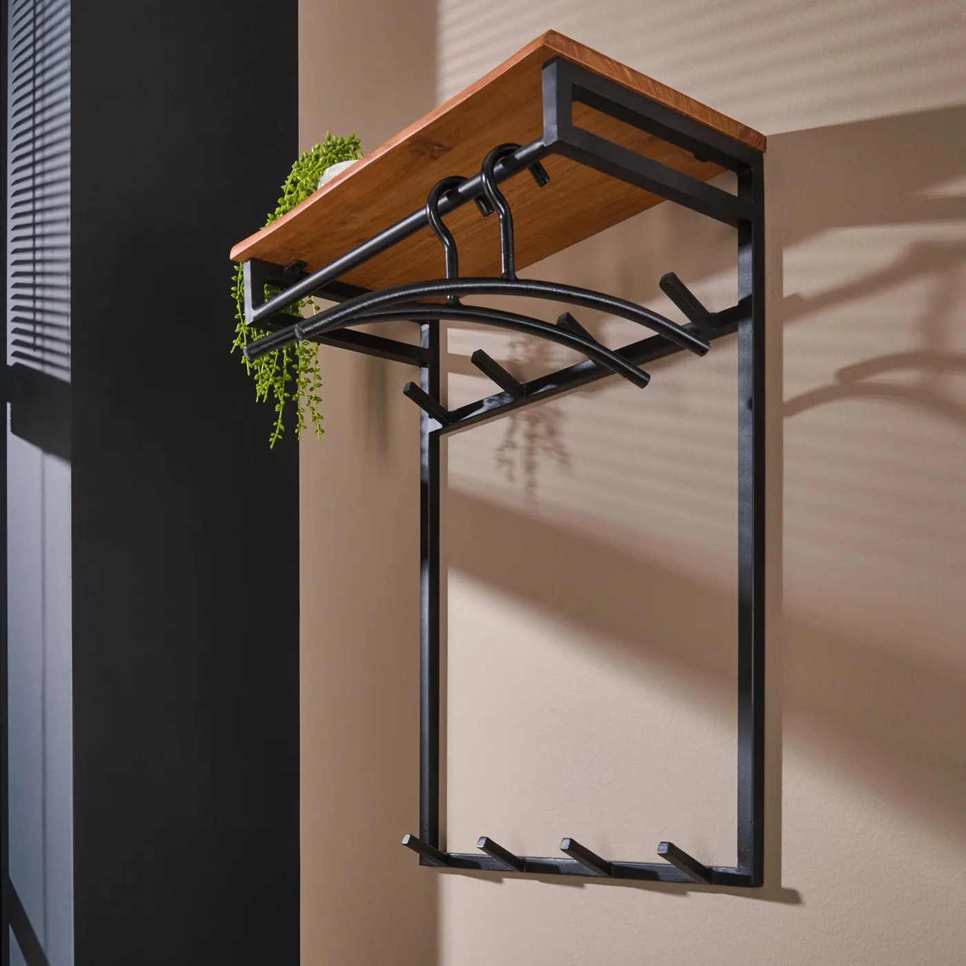 Wandgarderobe Garderobenpaneel Keno 8 Haken | Akazie massiv | natur