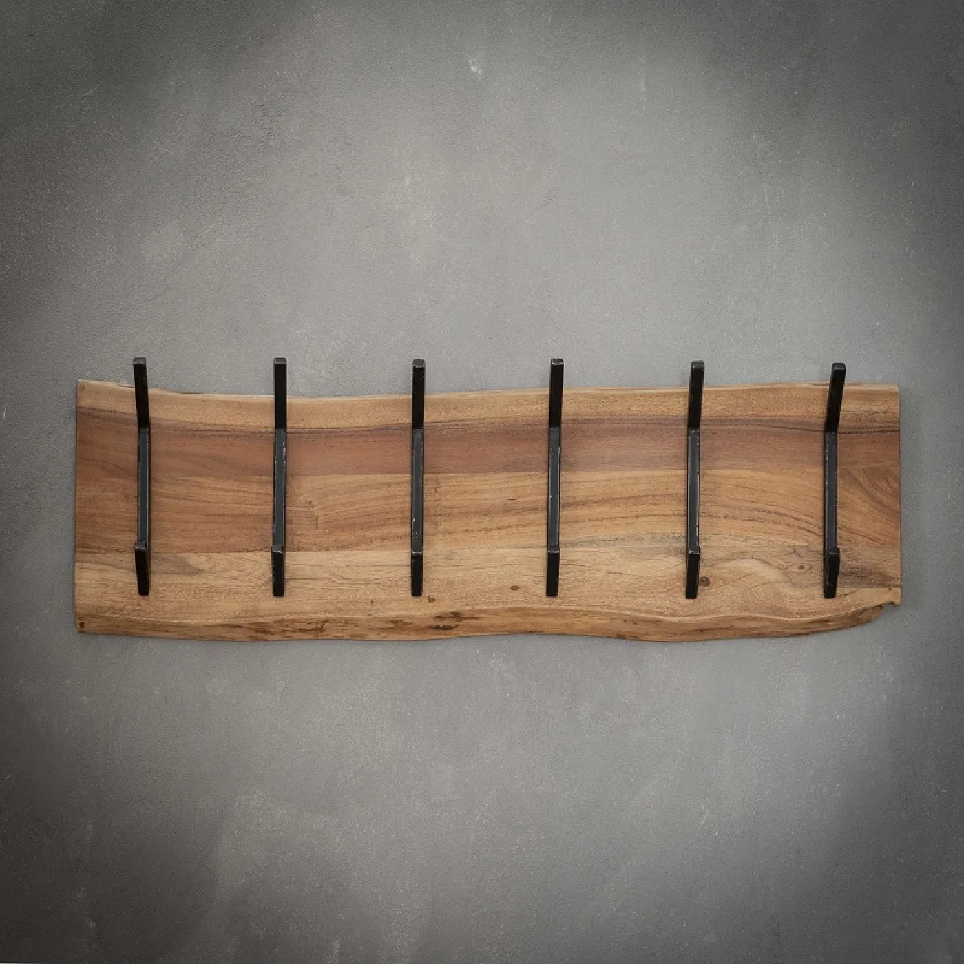 Wandgarderobe Garderobenpaneel Kes 2x6 Haken | Akazie massiv | natur