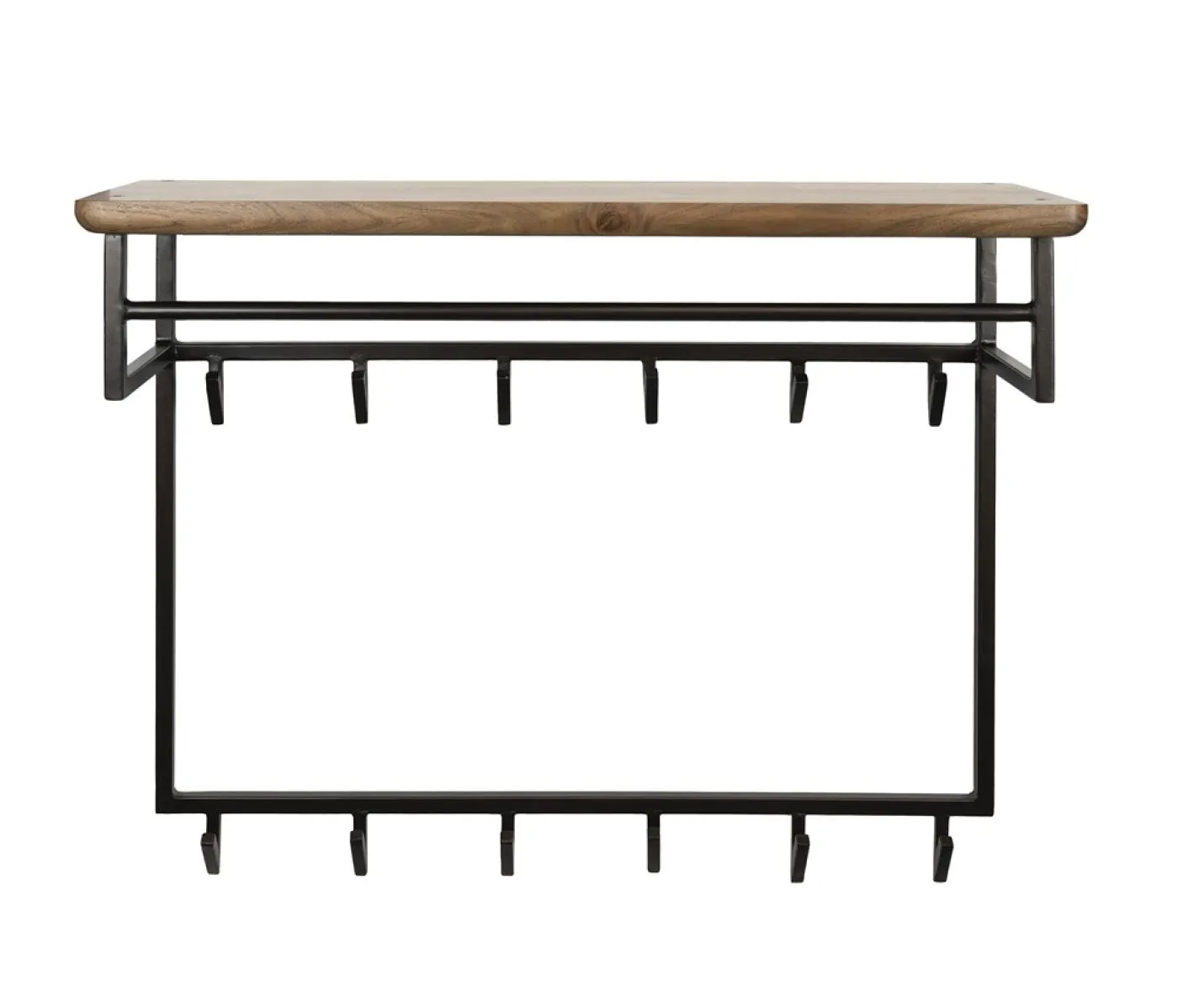 Wandgarderobe Garderobenpaneel Kes 3 mit Hutablage & 6 Haken | Akazie massiv | braun