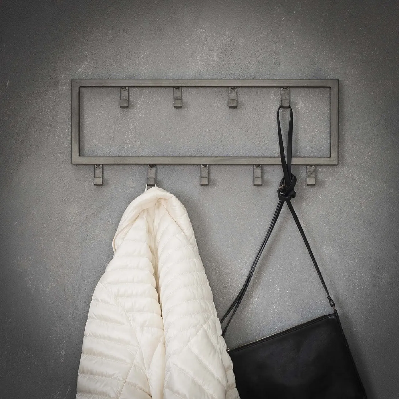 Wandgarderobe Garderobenpaneel Suece 9 Haken | Stahl | silber-Finish