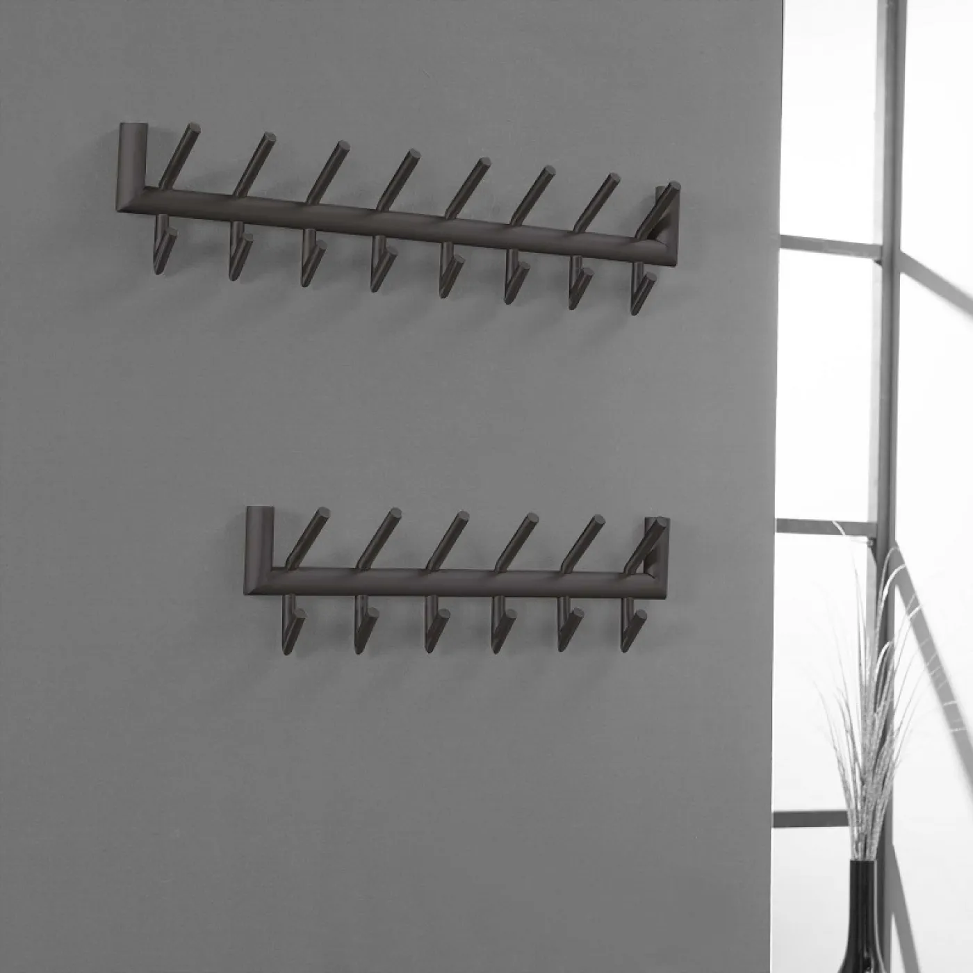 Wandgarderobe Garderobenpaneel Torin 2x8 Haken | Stahl | dunkelgrau