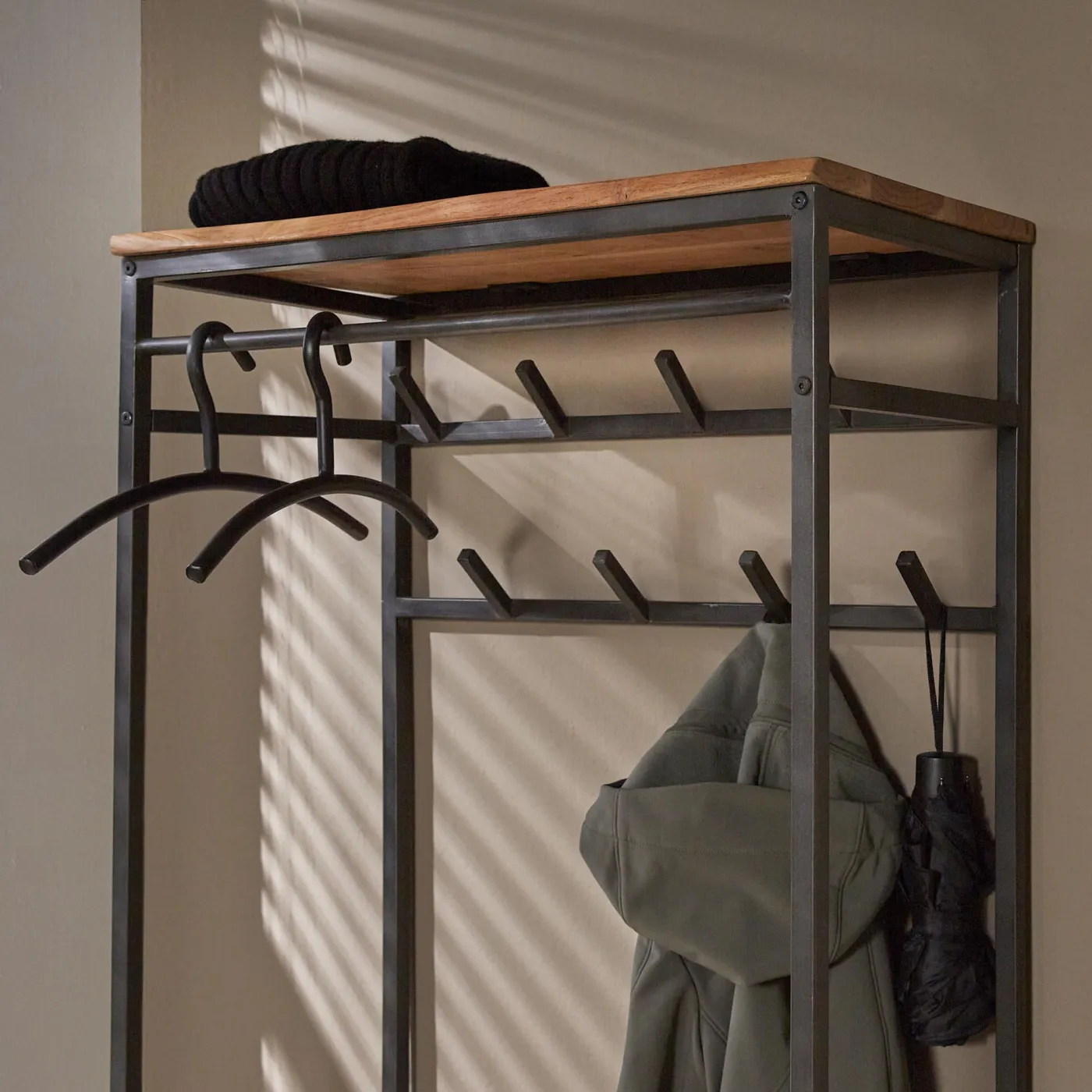 Wandgarderobe Garderobenständer Kes | Akazie massiv | natur