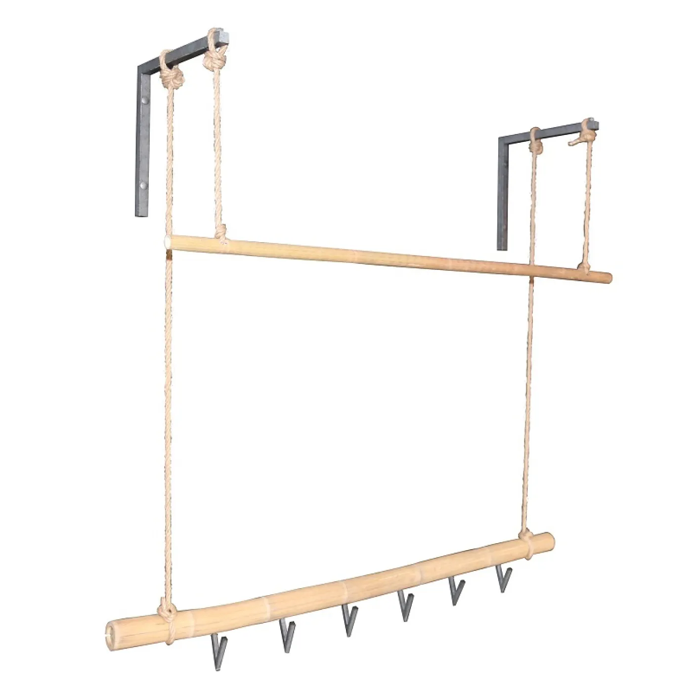 Wandgarderobe Tauret 6 Haken | Metall & Bambus