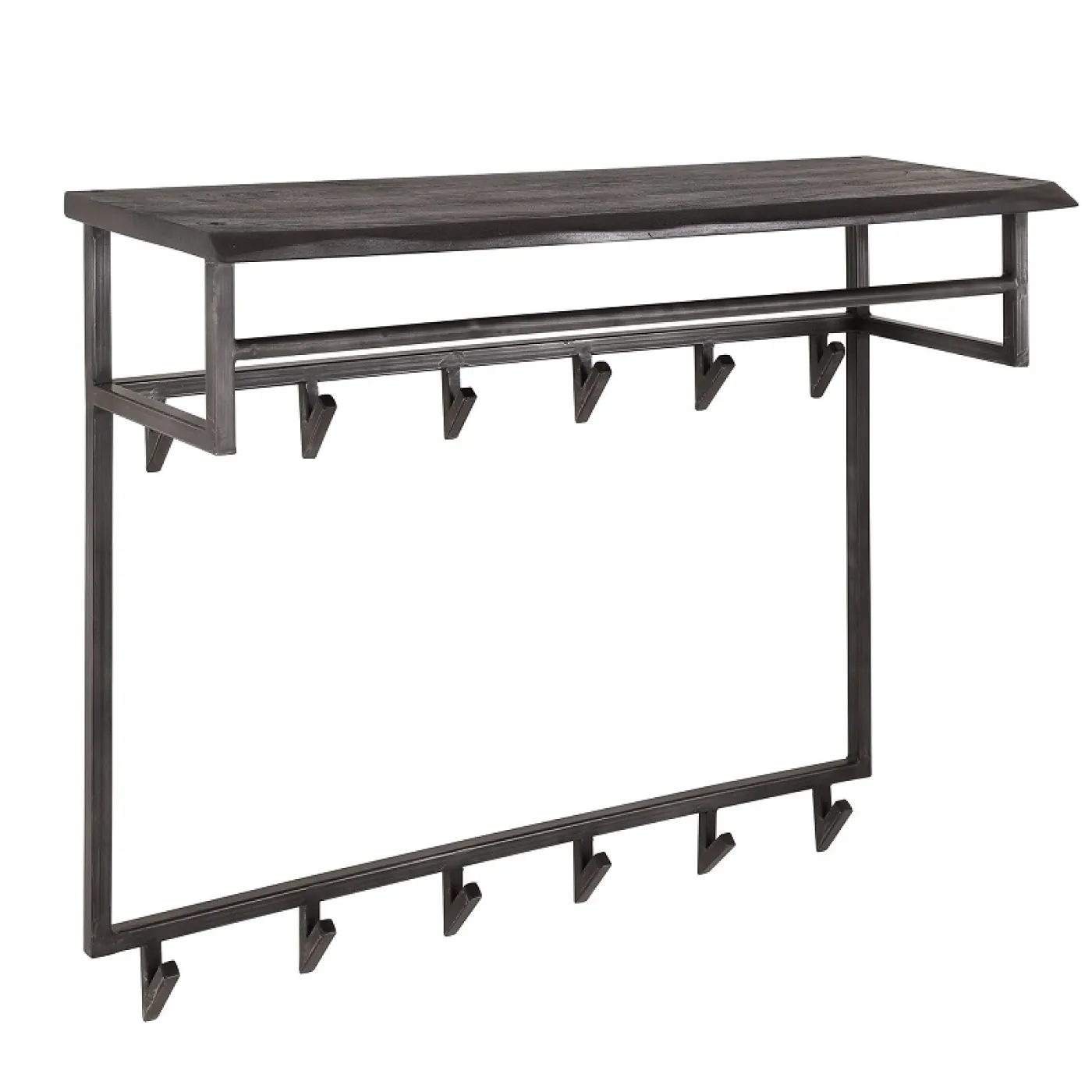 Wandgarderobe Ycona 12 Haken | Akazie massiv | schwarz