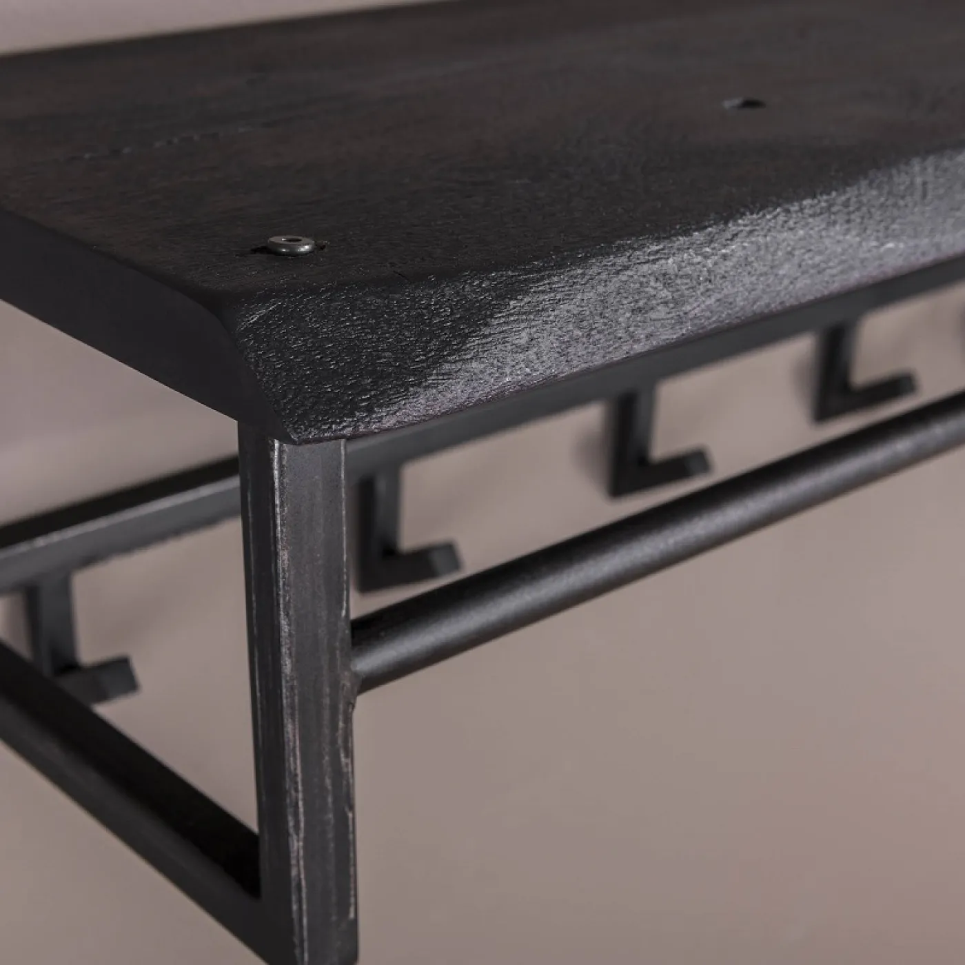 Wandgarderobe Ycona 6 Haken | Akazie massiv | schwarz