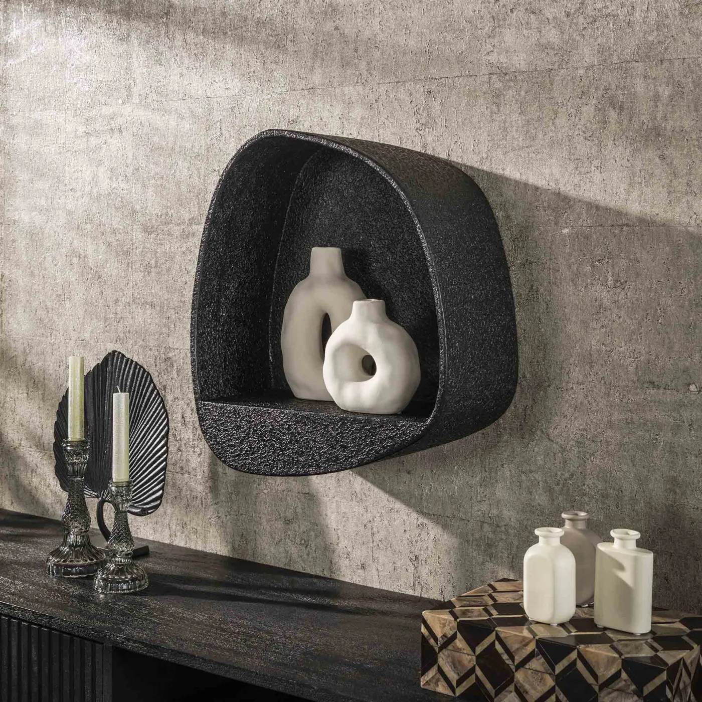 Wandregal Heiban | flüssiges Metall | grau | verschiedene Größen