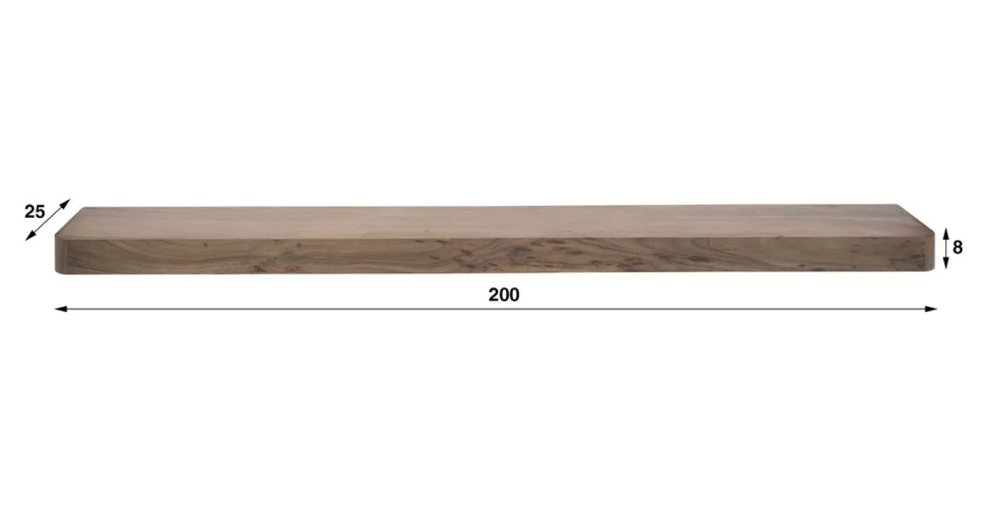 Wandregal Kira | Akazie massiv | braun | 100/150/200 | verschiedene Größen