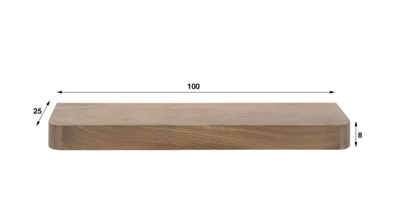 Wandregal Kira | Akazie massiv | braun | 100cm
