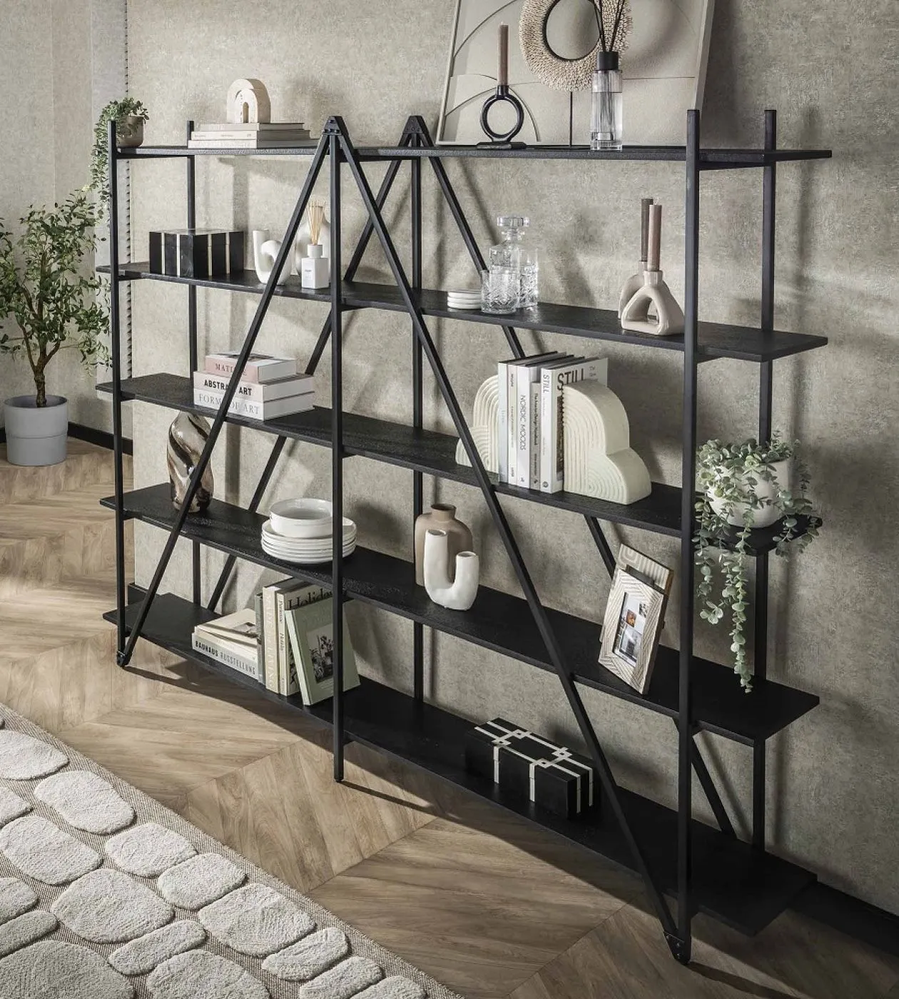 Wandregal Kosta 3 | Metallbeschichtung | dunkelgrau | Metallrahmen