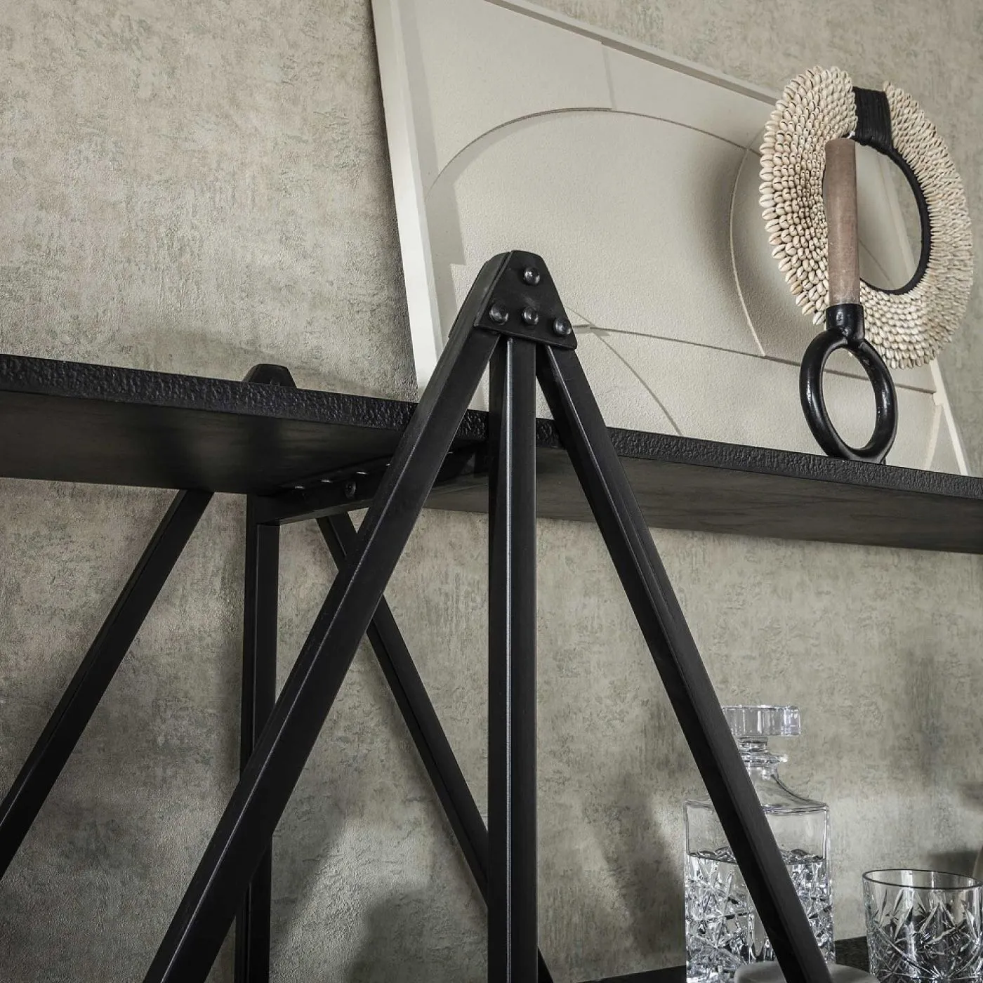 Wandregal Kosta 3 | Metallbeschichtung | dunkelgrau | Metallrahmen